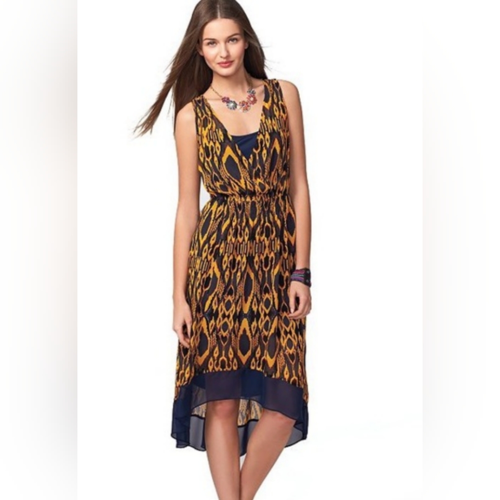 Vera Wang Princess Ikat Hi Low Chiffon Dress